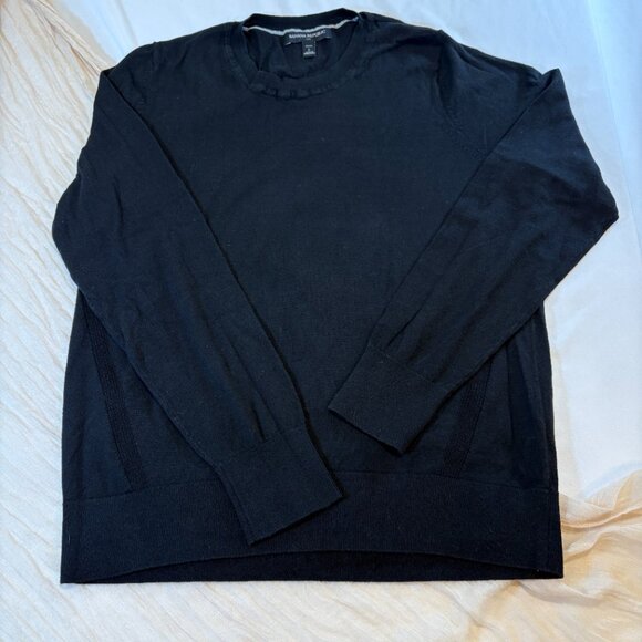 Banana Republic Womens Black Tight Knit Long Sleeve Crewneck Sweater Size LP - Picture 5 of 8